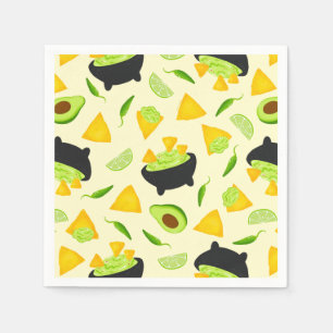 Serviette En Papier Chips Tortilla et Motif Guacamole