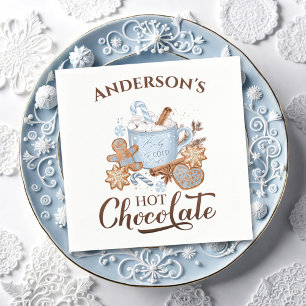 Serviette En Papier Chocolat chaud Bleu Noël Nom Papier serviettes