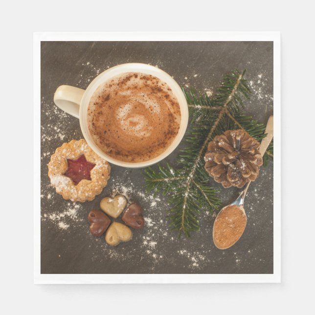 Serviette En Papier Chocolat chaud de Noël (Devant)