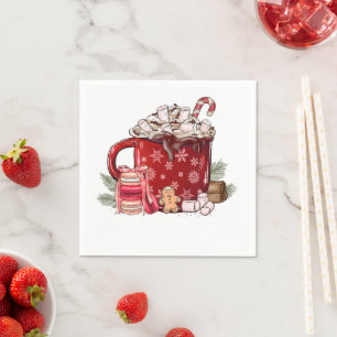 Serviette En Papier Chocolat chaud et Marshmallows