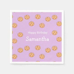 Serviette En Papier Chocolat chips biscuits d'anniversaire violet