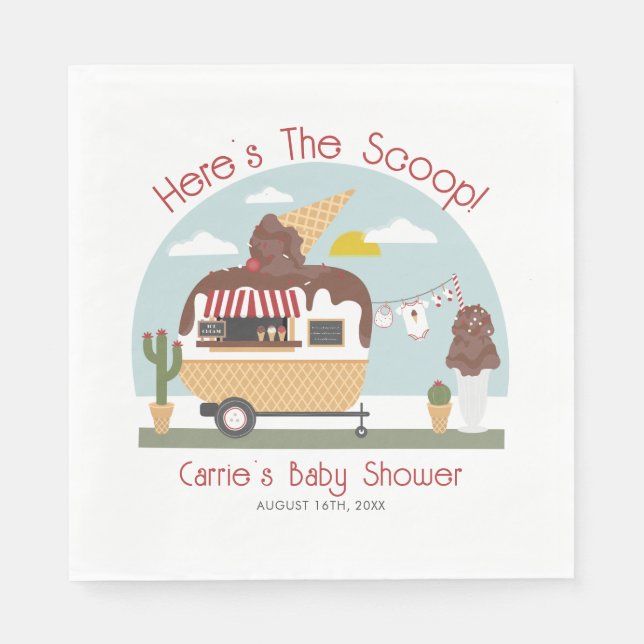 Serviette En Papier Chocolat Ice Cream Camion Baby shower neutre (Devant)