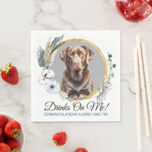 Serviette En Papier Chocolat Lab Mariage serviettes avec chien Photo