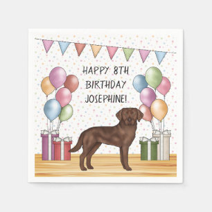 Serviette En Papier Chocolat Labrador Retriever Chien coloré Anniversa