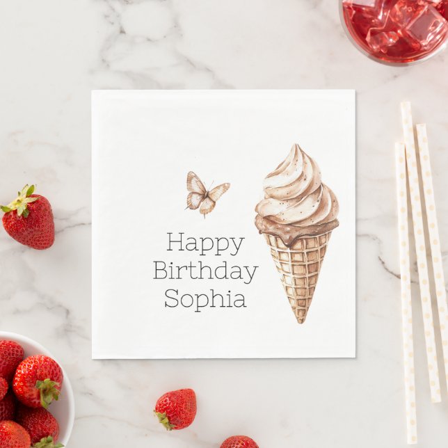 Serviette En Papier Chocolat Mocha Ice Cream Cone Anniversaire (En situation)