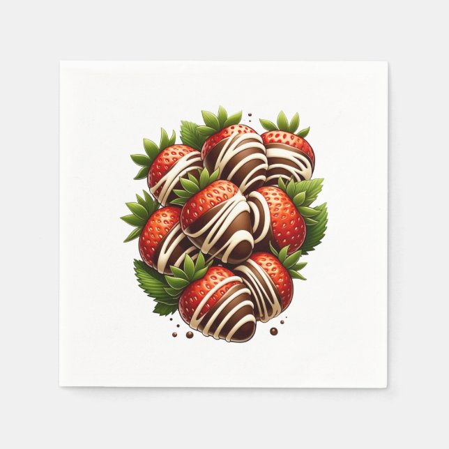 Serviette En Papier Chocolats Fraises Dessert aux Fraises Fête (Devant)