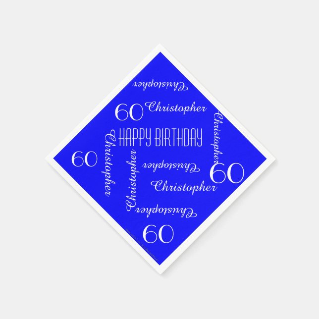 Serviette En Papier CHOISISSEZ VOTRE COULEUR 60e fête d'anniversaire r (Coin)