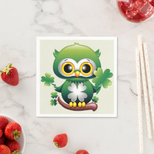 Serviette En Papier Chouette bébé mignonne St Patrick dessin animé