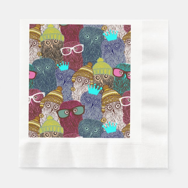 Serviette En Papier Chouette dans la couronne (Devant)