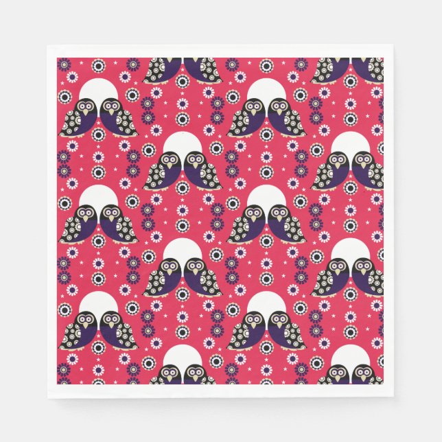 Serviette En Papier Chouette d'art populaire (Devant)