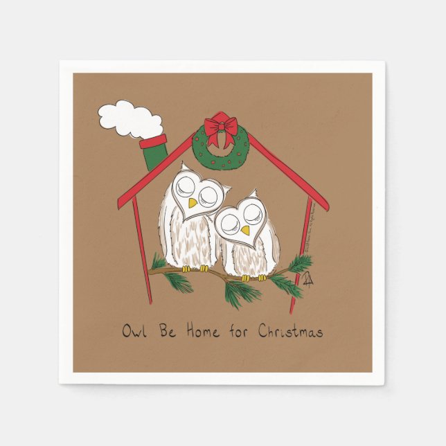 Serviette En Papier Chouette de Noël Be Accueil mignonne (Devant)