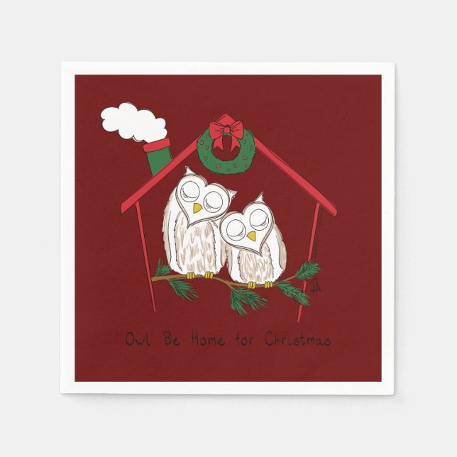 Serviette En Papier Chouette de Noël Be Accueil mignonne (Devant)