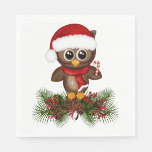 Serviette En Papier Chouette De Noël Cute Sur Papier De Pine