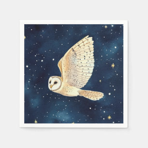 Serviette En Papier Chouette en vol Starry Night Aquarelle Noël