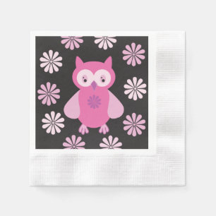 Serviette En Papier chouette rose mignonne