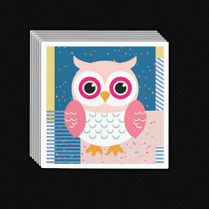 Serviette En Papier Chouette rose mignonne Baby shower boisé neutre pa