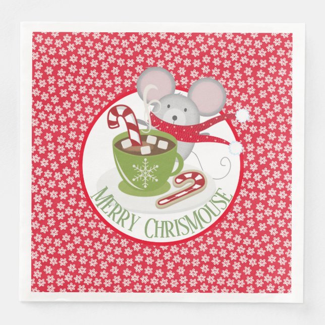 Serviette En Papier ChrisMouse Flacons de neige Papier Napkin (Devant)
