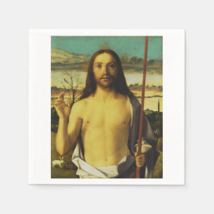 Serviette En Papier Christ en bénédiction par Giovanni Bellini  