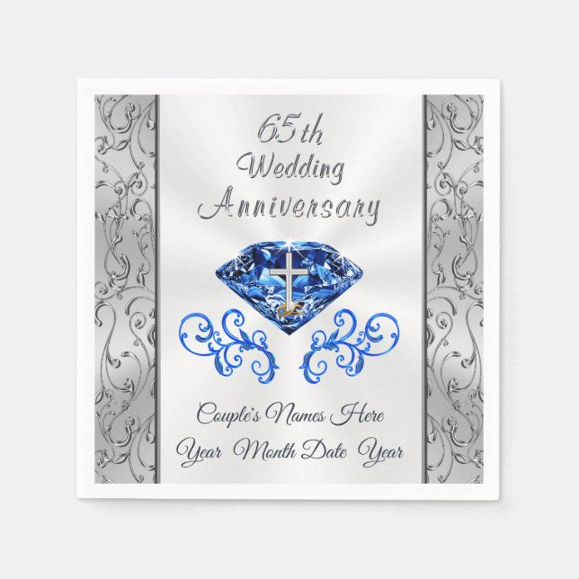 Serviette En Papier Christian 65ème anniversaire Mariage Cocktail Napk (Devant)