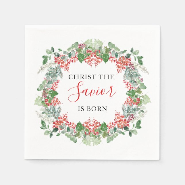 Serviette En Papier Christian Christ le Sauveur est né Noël (Devant)
