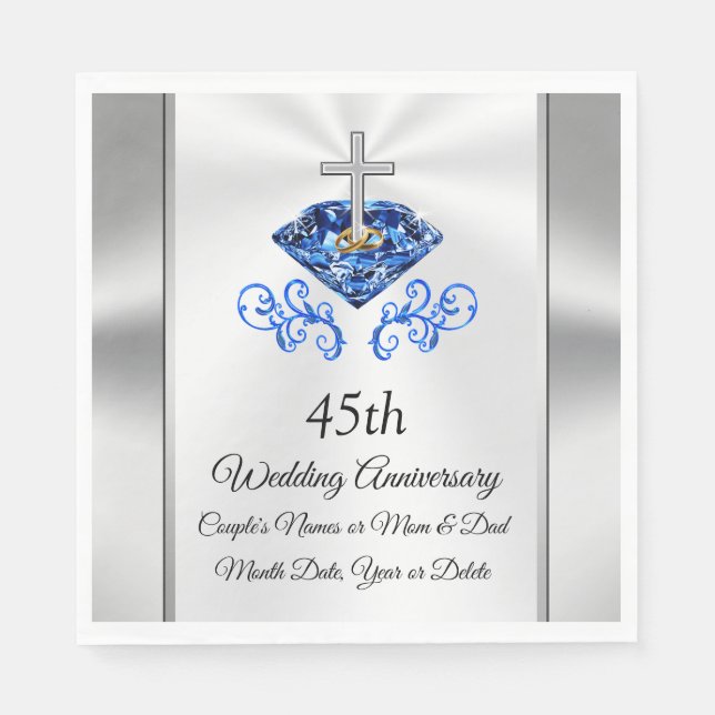 Serviette En Papier Christian Idées personnalisées du 45e anniversaire (Devant)
