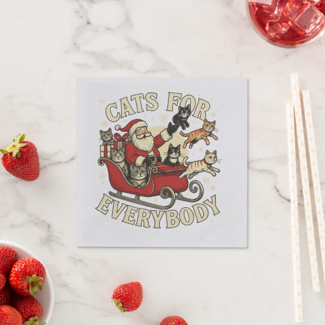 Serviette En Papier Christmas Cat (En situation)