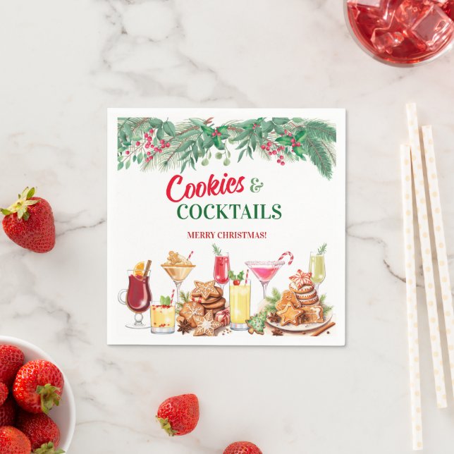 Serviette En Papier Christmas Cookies and Cocktails Holiday Party (En situation)