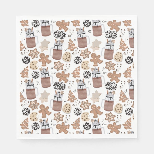 Serviette En Papier Christmas Cookies and Hot Cocoa Holiday Baking (Devant)