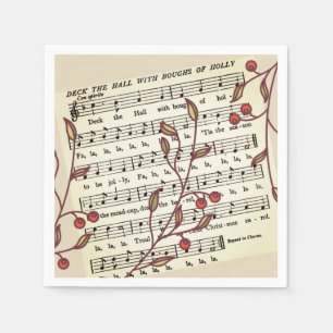 Serviette En Papier Christmas Deck the Halls Sheet Music Paper Napkin