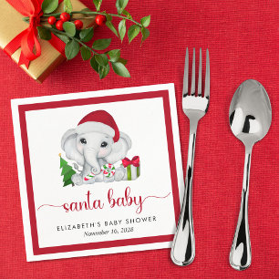 Serviette En Papier Christmas Elephant Père Noël Baby Boy Douche