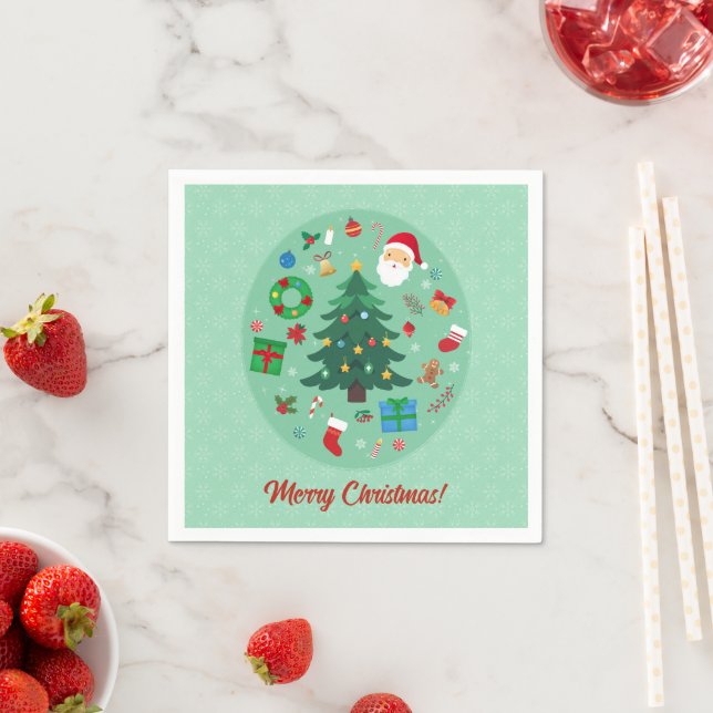 Serviette En Papier Christmas Illustrations Holiday Party (En situation)