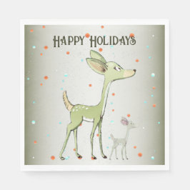 Serviette En Papier Christmas Party Green Deers Holidays Cute