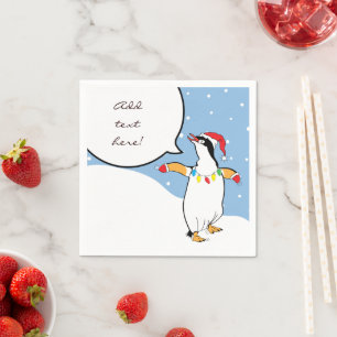Serviette En Papier Christmas Père Noël Penguin dit
