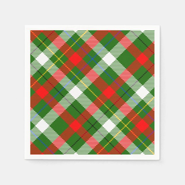 Serviette En Papier Christmas Red Green White Flannel Plaid Design  (Devant)