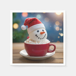 Serviette En Papier Christmas Snowman In Hot Cocoa
