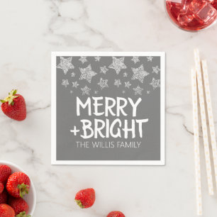Serviette En Papier Christmas Sparkle Stars Joyeux Nom de famille