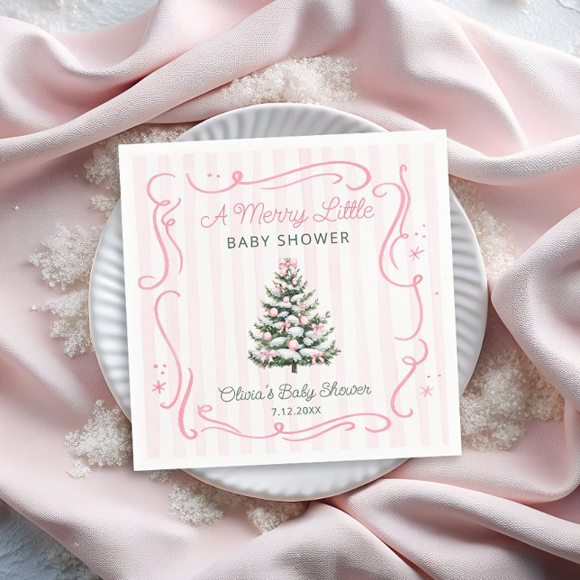 Serviette En Papier Christmas Tree Pink Winter Baby Shower (Créateur téléchargé)