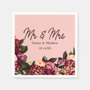 Serviette En Papier Chrysanthème romantique sur Gossamer Pink