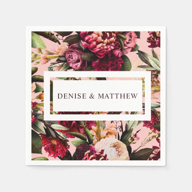 Serviette En Papier Chrysanthème romantique sur Gossamer Pink (Devant)