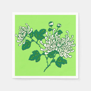 Serviette En Papier Chrysanthèmes chinois d'araignée - crème