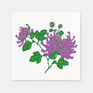 Serviette En Papier chrysanthèmes chinois - lavande