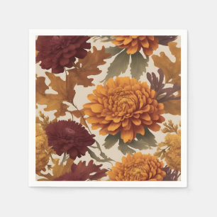 Serviette En Papier Chrysanthèmes d'automne vibrants Asters et Marigol