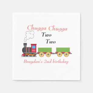 Serviette En Papier Chugga chugga deux garçons rouges 2e anniversaire