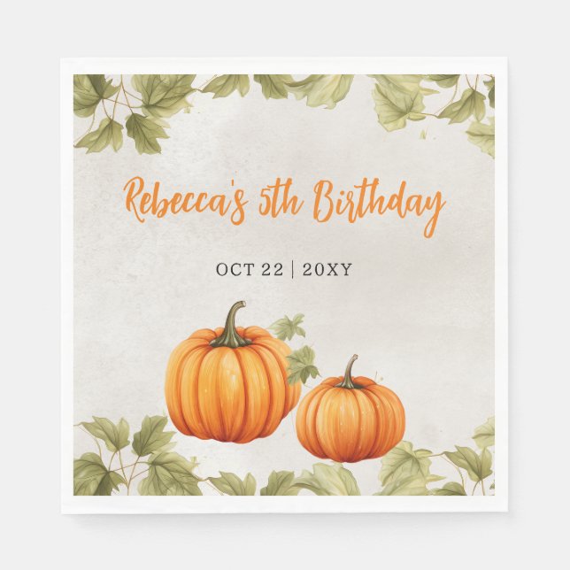 Serviette En Papier Chute Burnt Orange Citrouille Patch Anniversaire (Devant)