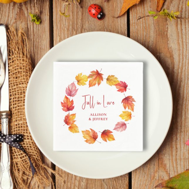 Serviette En Papier Chute du Mariage d'automne Feuille chute dans l'am (Créateur téléchargé)