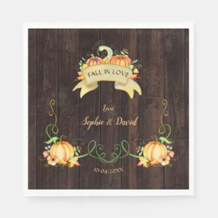 Serviette En Papier Chute en amour Aquarelle Citrouille Mariage Grange