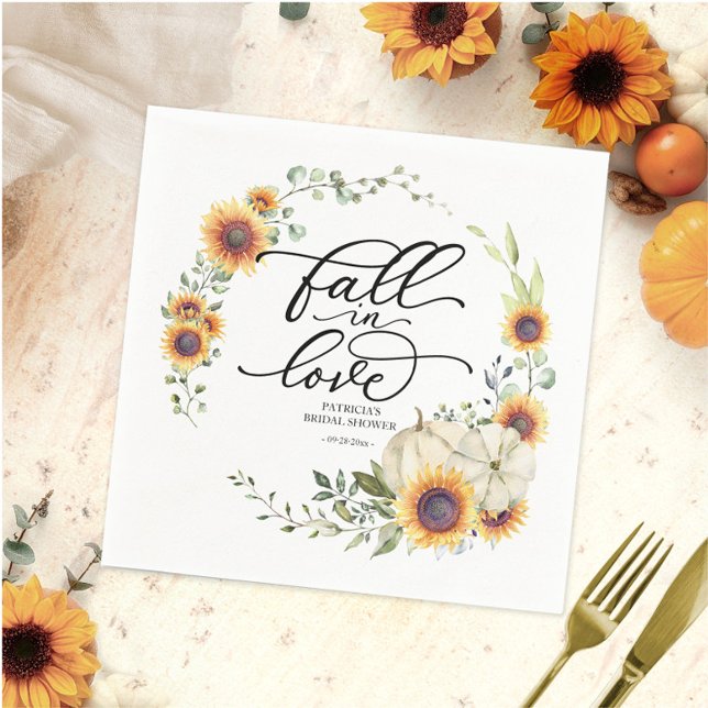 Serviette En Papier Chute en amour Fête des mariées de tournesols verd (Créateur téléchargé)