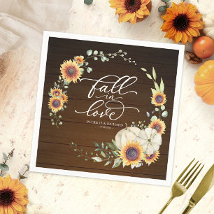 Serviette En Papier Chute en amour Mariage de tournesols verdoyants