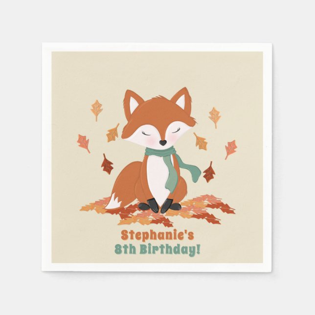 Serviette En Papier Chute Fox Woodland Anniversaire (Devant)