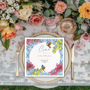 Serviette En Papier Ciao Baby Carrelage Bleu Italien Citrons Baby Show